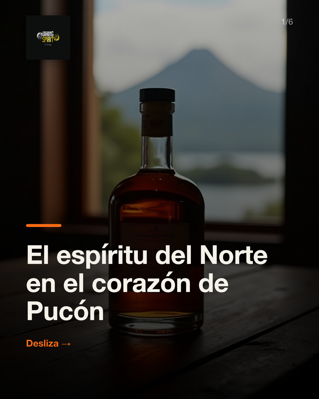 Botella Viking Spirit con paisaje de Pucón, lago y Volcán Villarrica.
